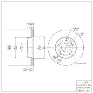 Acura RSX Brake Rotor (1) - Front - R1 Concepts - Plain - `02-`15